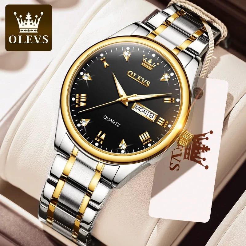 Olevs Waterproof Luxury Men’s Quartz Watch(Black -White) Product Code: 3287